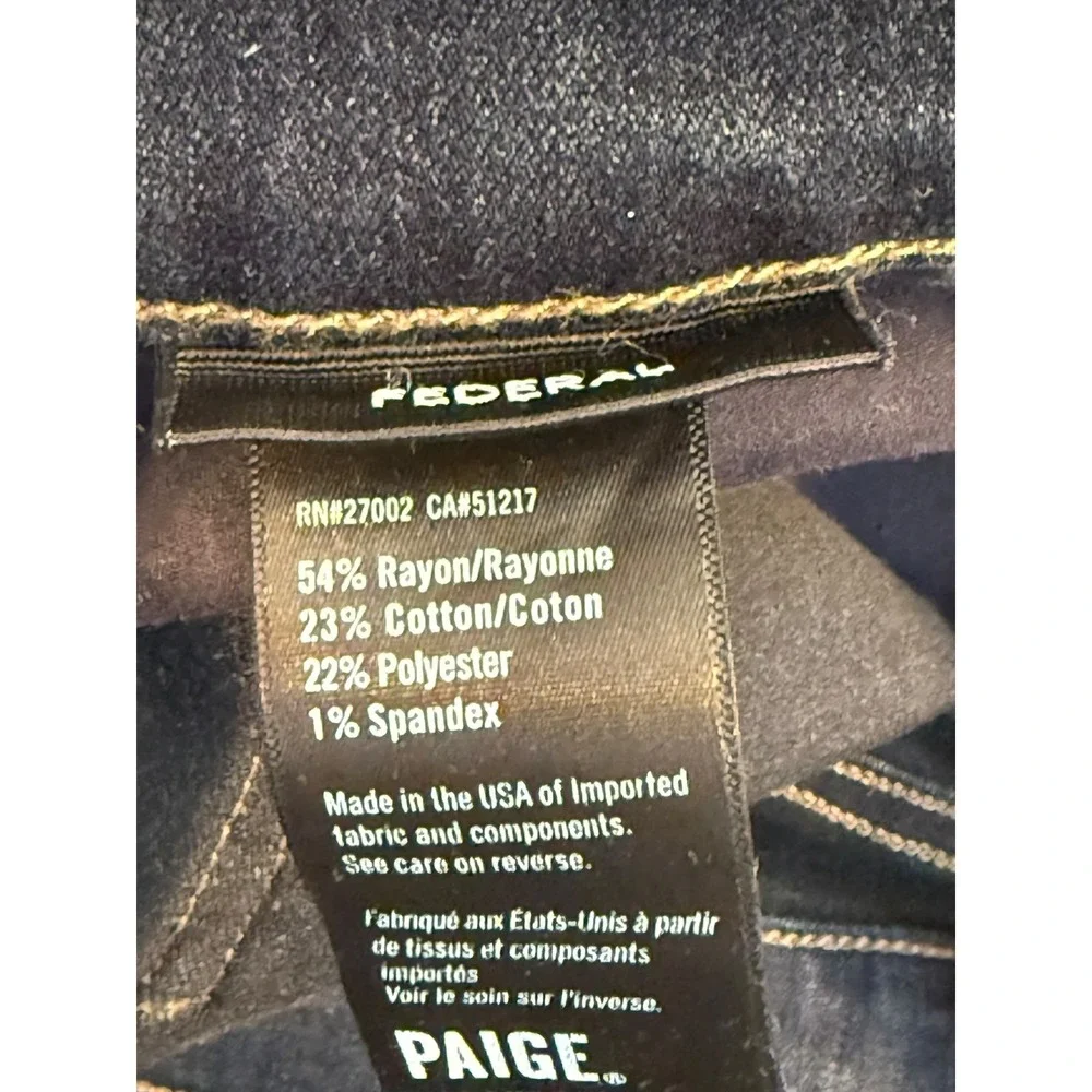 Paige Federal Slim Straight Jeans Mens 33 Cellar Dark Wash Made in‎ USA M655521